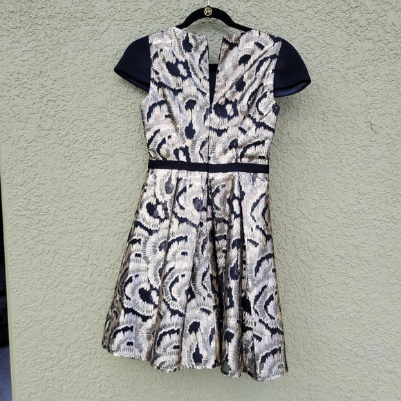 Anthropologie Hunter Dixon by Hunter Bell Black Gold Metallic Dress - Picture 3 of 5